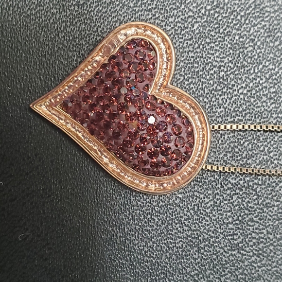 Rose gold over SS heart pendant necklace - Picture 3 of 11